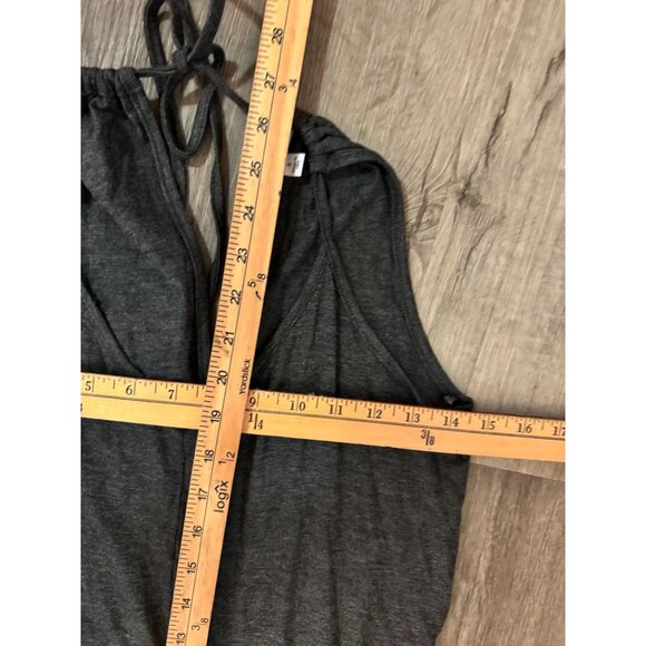 Socialite Womens Sleeveless Halter Jumpsuit Charcoal Grey Size S Made In USA - Picture 7 of 9